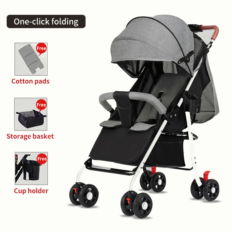 4-in-1 Foldable Portable Baby Stroller with Aluminum Frame